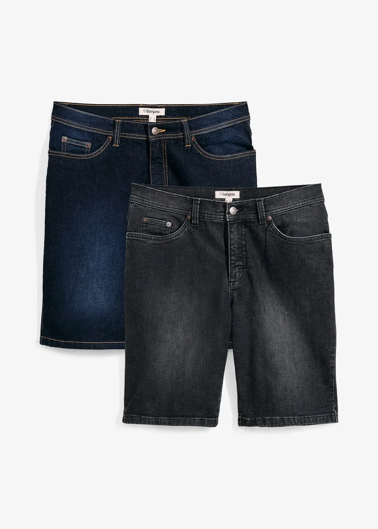 Homme bonprix Shorts|Jeans|Lot de 2 bermudas en jean extensible, regular