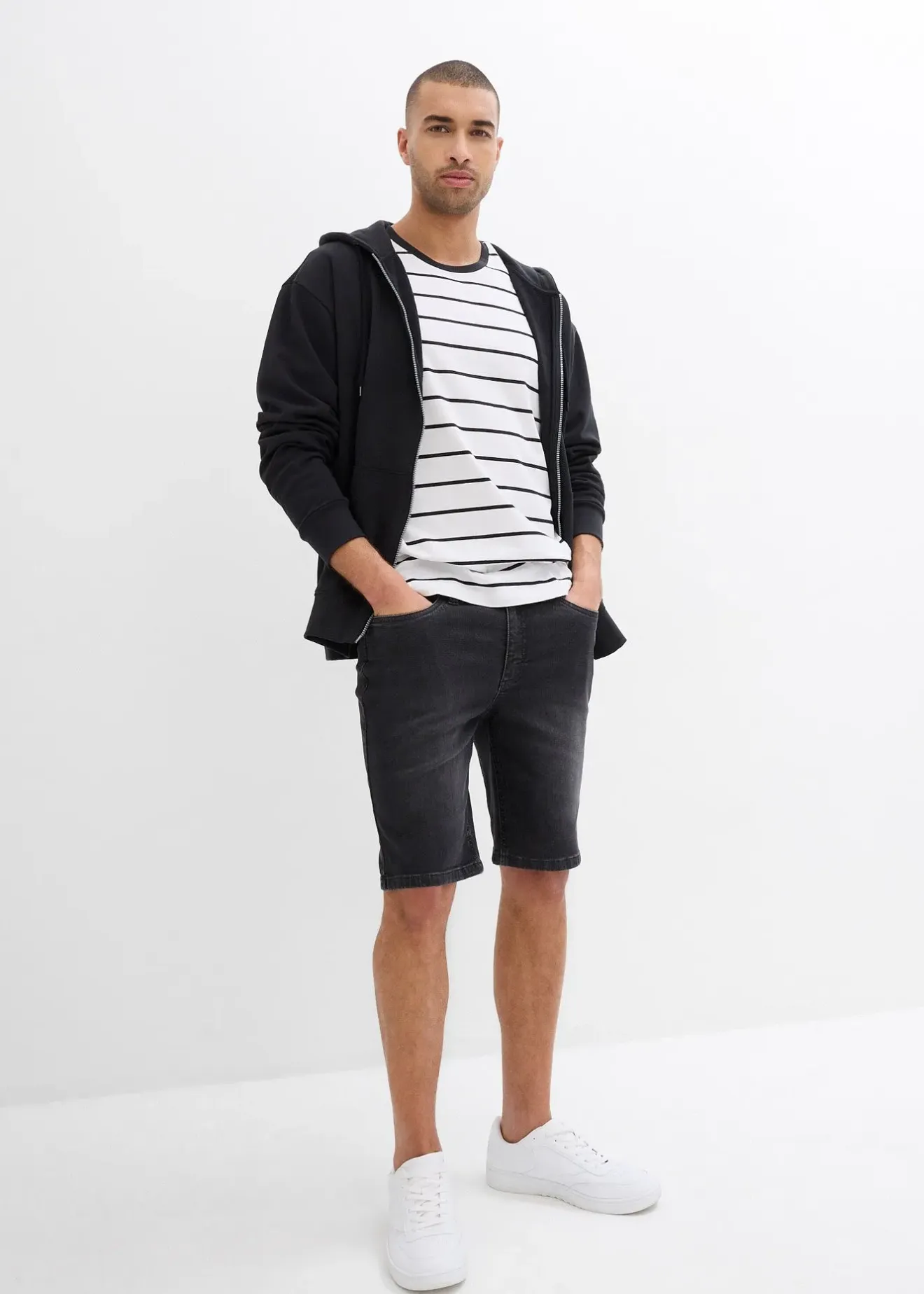 Homme bonprix Shorts|Jeans|Lot de 2 bermudas en jean extensible, regular