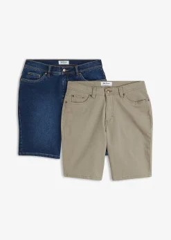 bonprix Lot de 2 bermudas en jean extensible, regular|Homme Shorts|Jeans
