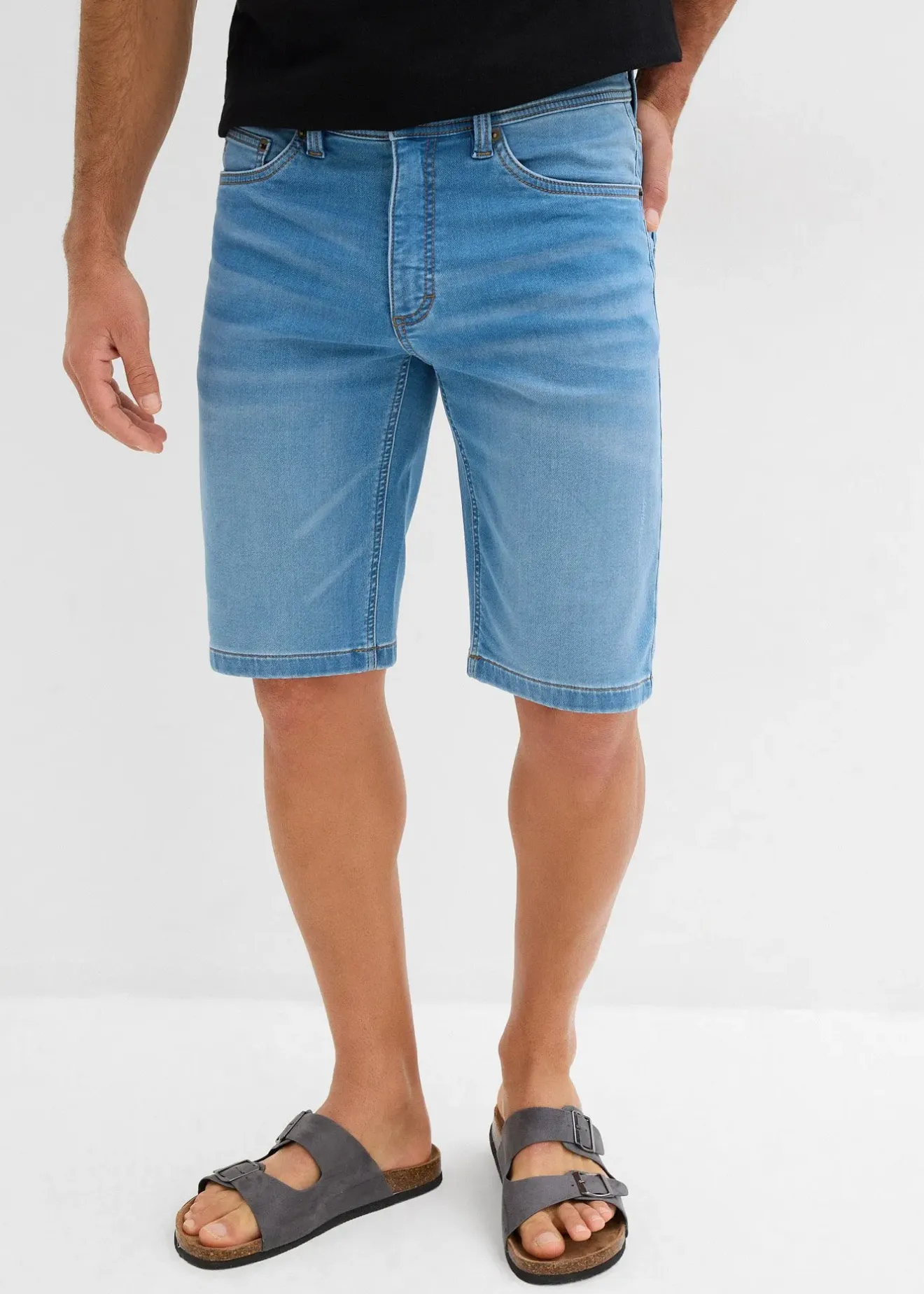 Homme bonprix Shorts|Jeans|Lot de 2 bermudas en molleton effet jean, slim