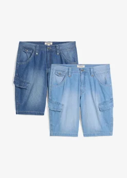 Homme bonprix Shorts|Jeans|Lot de 2 bermudas loose en denim léger 100% coton