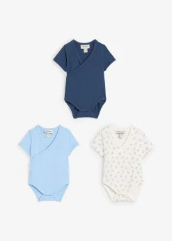 bonprix Lot de 3 bodies bébé croisés manches courtes, 100% coton|Enfant Vêtements Enfant|Lot De 2 Articles Et Plus