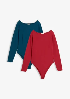 bonprix Lot de 2 bodys manches longues|Femme Basiques|T-Shirts & Tops