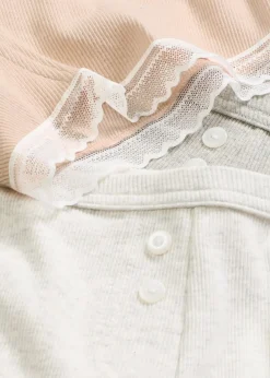 Femme bonprix Lingerie Coton|Bas|Lot de 4 boxers femme côtelés avec dentelle