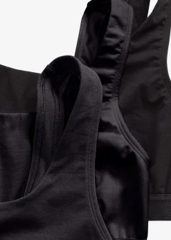 bonprix Lot de 3 brassières coton extensible|Femme Sous-Vêtements Sport|Lingerie Coton