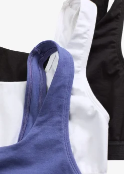 bonprix Lot de 3 brassières coton extensible|Femme Sous-Vêtements Sport|Lingerie Coton