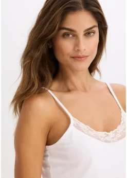 bonprix Lot de 2 caracos avec dentelle|Femme Lingerie Coton