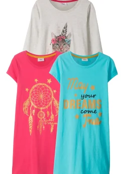 bonprix Lot de 3 chemises de nuit en coton doux|Enfant Vêtements Enfant|Lot De 2 Articles Et Plus