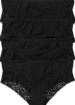 Femme bonprix Lingerie Coton|Bas|Lot de 4 culottes à dentelle