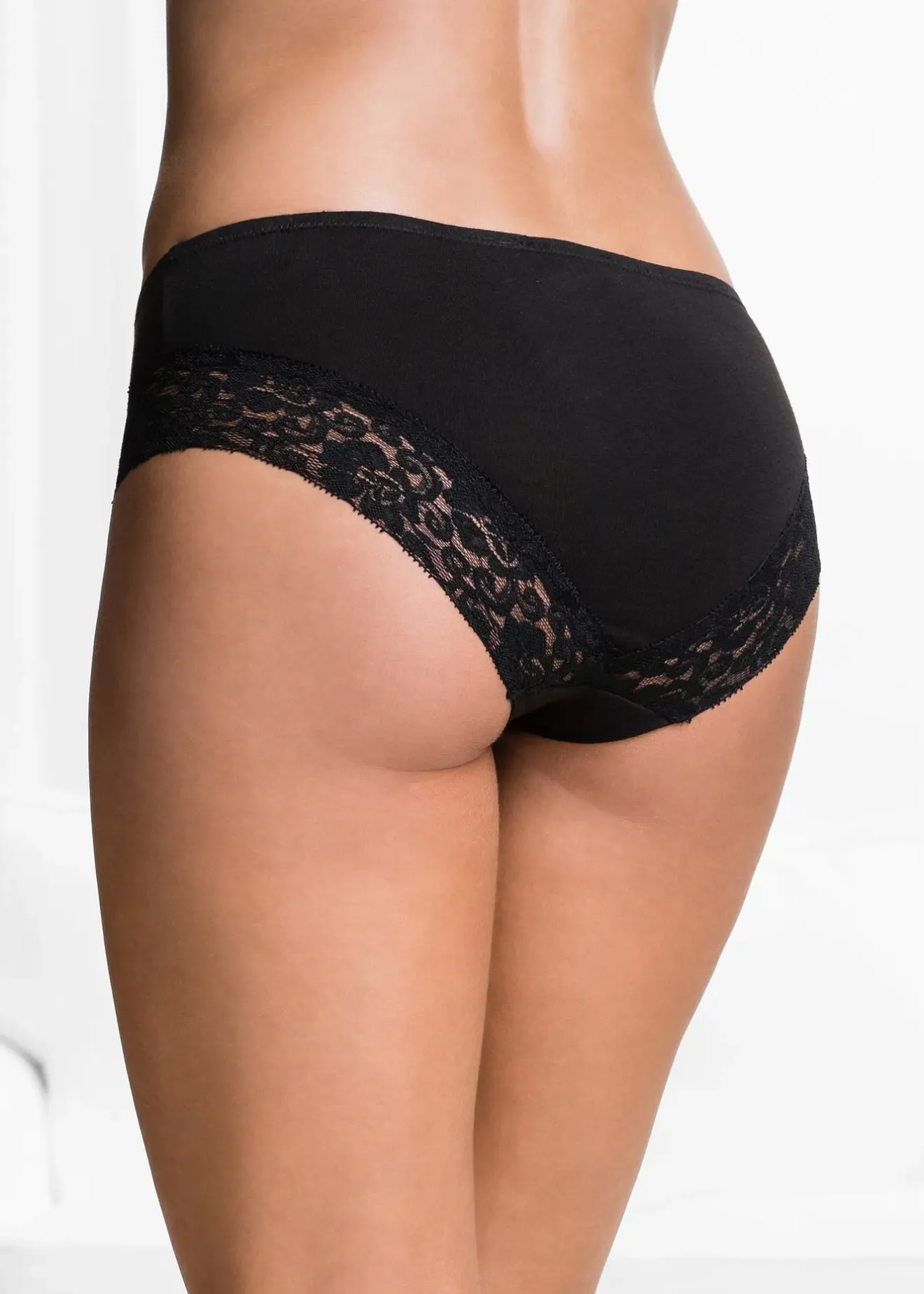 Femme bonprix Lingerie Coton|Bas|Lot de 4 culottes à dentelle