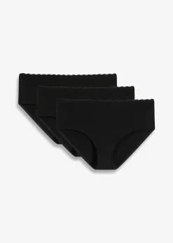 Femme bonprix Maternité|Lingerie Coton|Lot de 3 culottes de grossesse en coton et dentelle