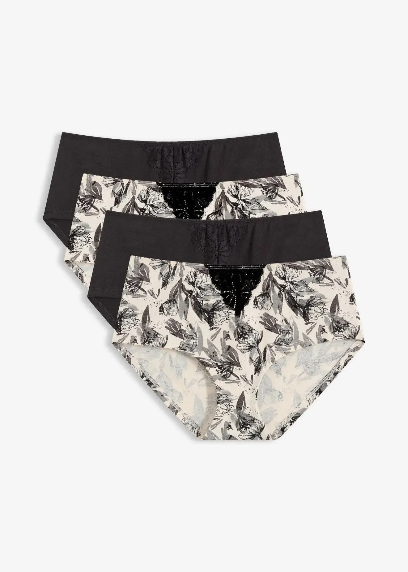 bonprix Lot de 4 culottes Maxi|Femme Lingerie Coton|Bas