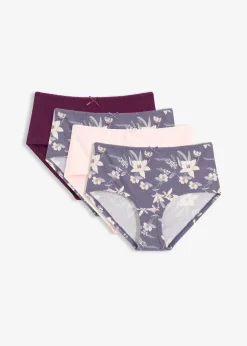 bonprix Lot de 4 culottes Maxi|Femme Lingerie Coton|Bas