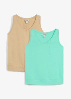 Femme bonprix Tricots De Peau|Basiques|Lot de 2 débardeurs 100% coton