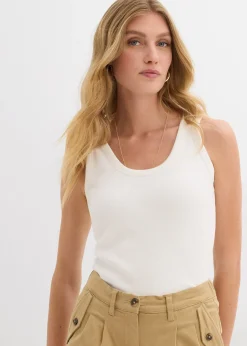 bonprix Lot de 2 débardeurs côtelés en coton extensible|Femme Tricots De Peau|Basiques