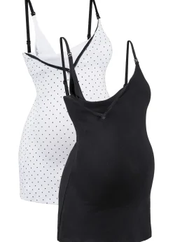 bonprix Lot de 2 débardeurs d’allaitement avec coton|Femme Maternité|Lingerie Coton