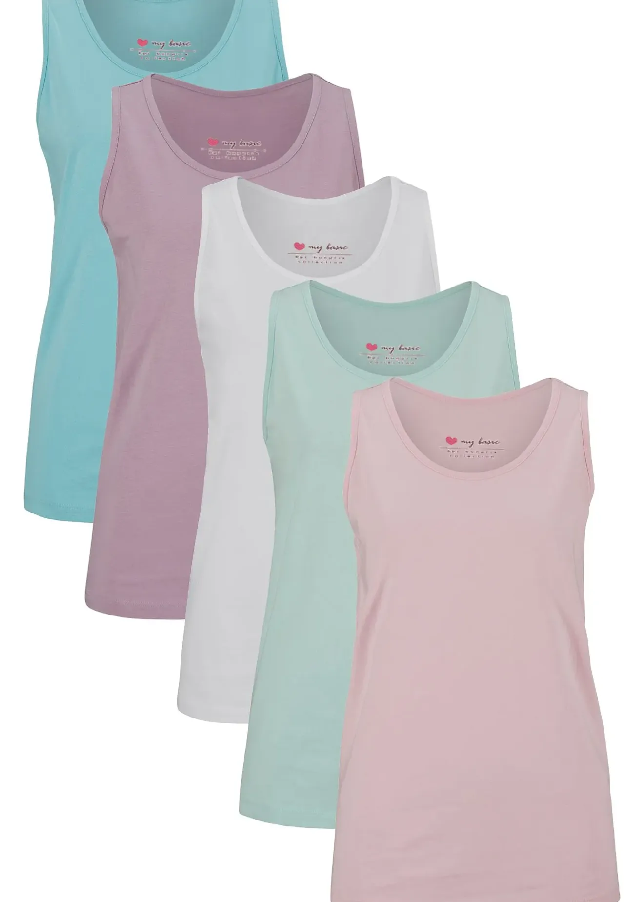 Femme bonprix Tricots De Peau|Basiques|Lot de 5 débardeurs longs 100% coton