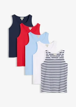 Femme bonprix Tricots De Peau|Basiques|Lot de 5 débardeurs longs 100% coton