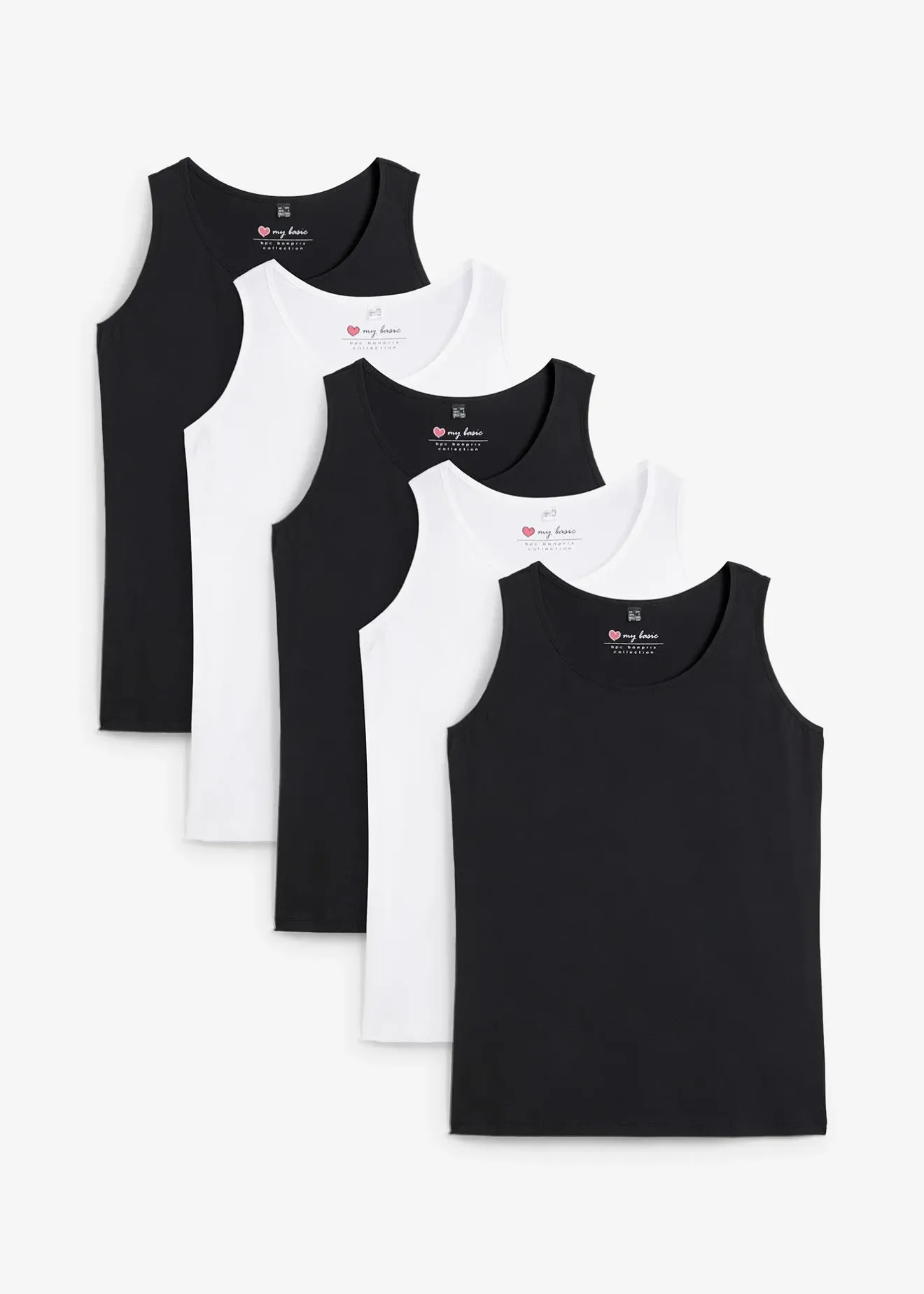 Femme bonprix Tricots De Peau|Basiques|Lot de 5 débardeurs longs 100% coton