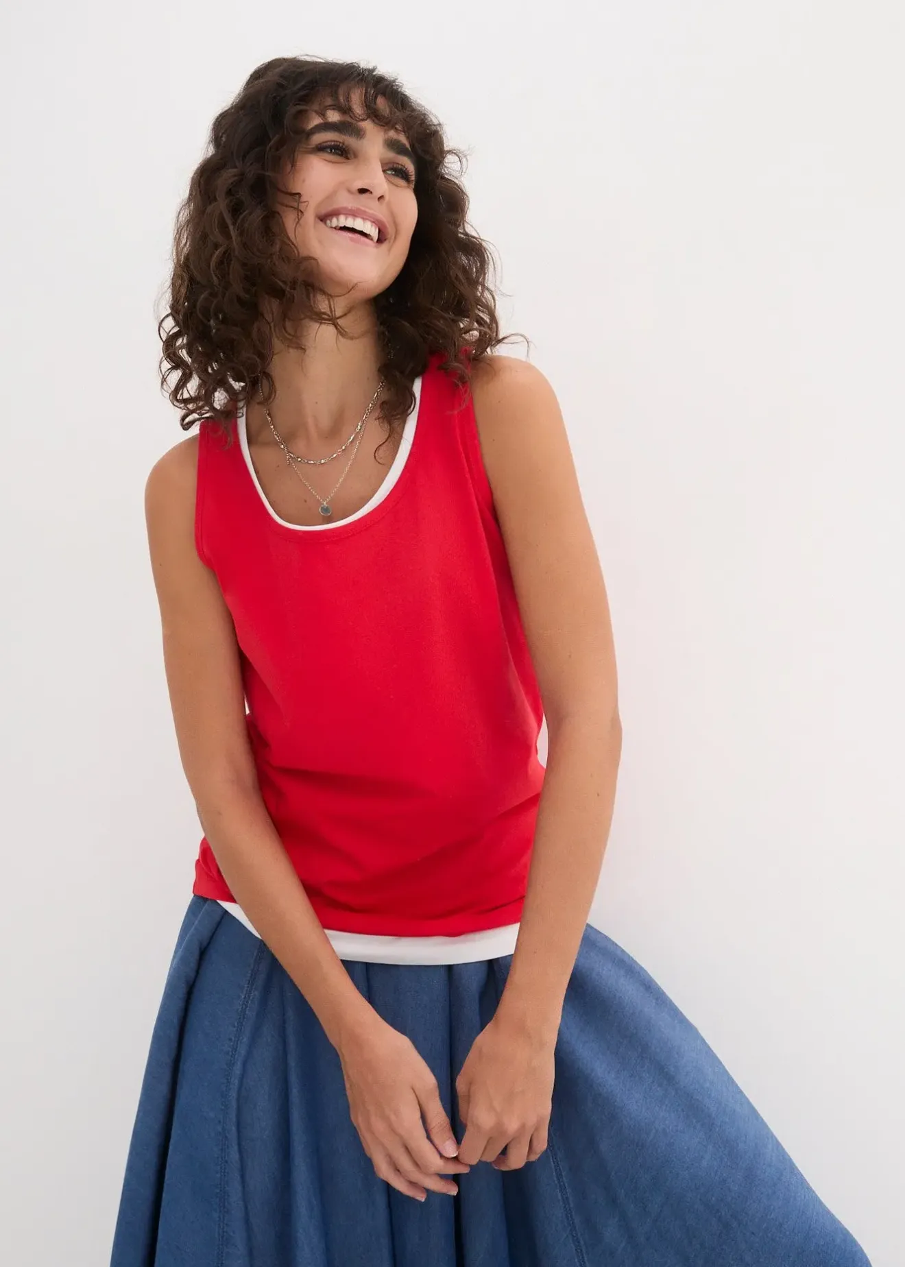 bonprix Lot de 5 débardeurs longs 100% coton|Femme Tricots De Peau|Basiques