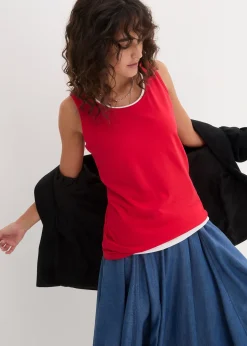 bonprix Lot de 5 débardeurs longs 100% coton|Femme Tricots De Peau|Basiques