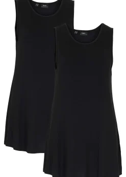 Femme bonprix Basiques|T-Shirts & Tops|Lot de 2 débardeurs longs en viscose douce