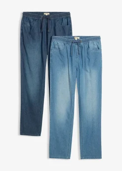 Homme bonprix Jeans|Lot de 2 jeans classiques d’été à taille élastiquée