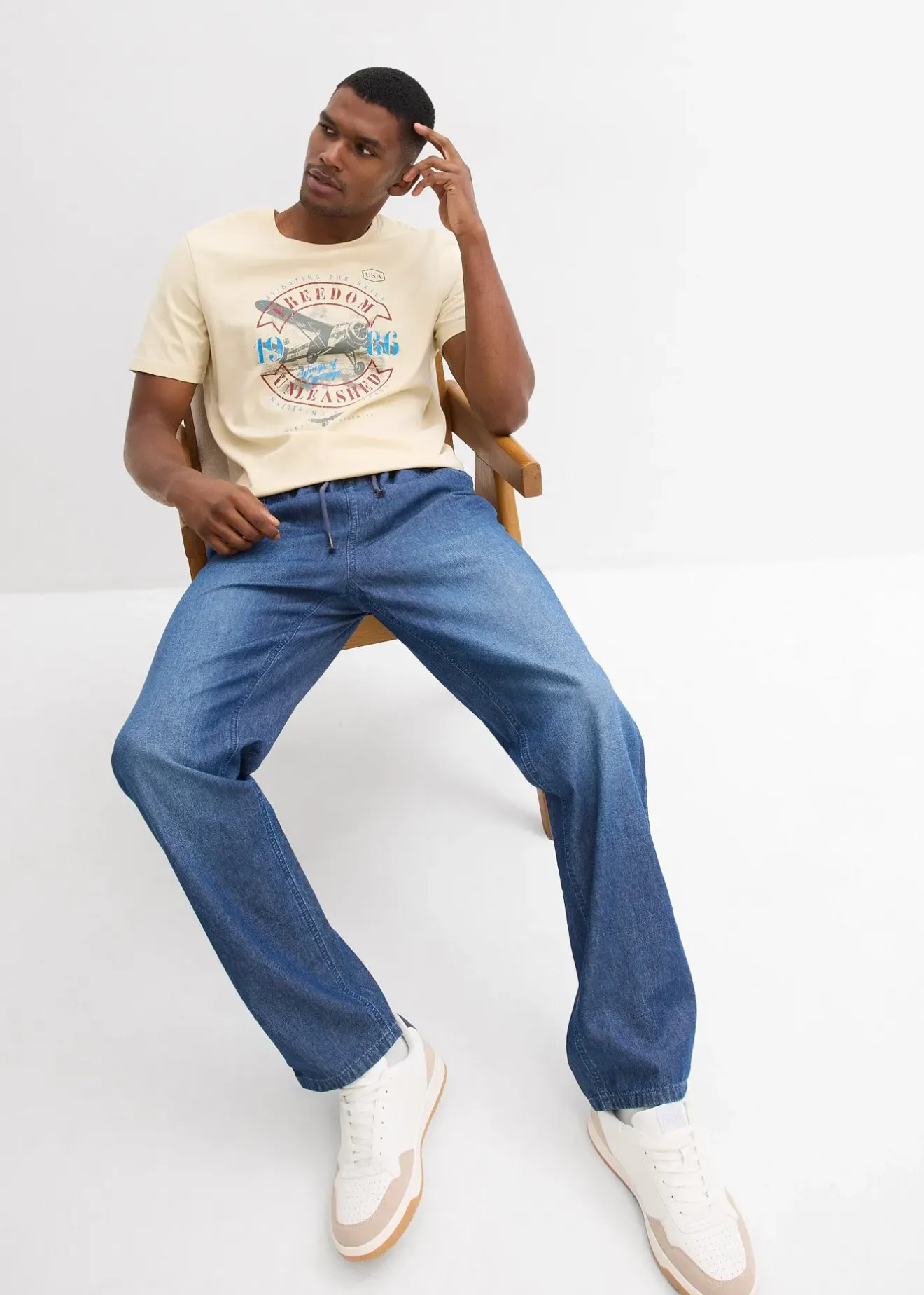 Homme bonprix Jeans|Lot de 2 jeans classiques d’été à taille élastiquée