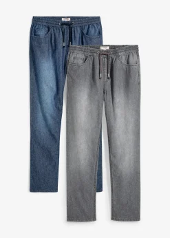 bonprix Lot de 2 jeans classiques d’été à taille élastiquée|Homme Jeans