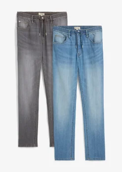 bonprix Lot de 2 jeans droits extensibles regular à taille élastiquée|Homme Jeans