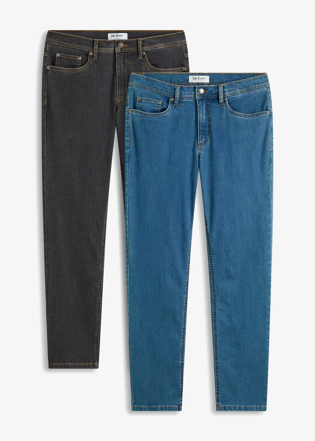 Homme bonprix Jeans|Lot de 2 jeans extensibles Regular, coupe droite