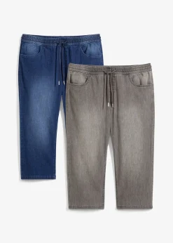 bonprix Lot de 2 jeans jogger 3/4 en denim léger, coupe droite regular|Homme Jeans