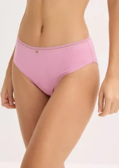 Femme bonprix Lingerie Coton|Bas|Lot de 4 maxi slips avec dentelle