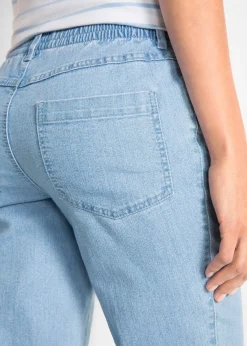 Femme bonprix Jeans|Lot de 2 pantalons 7/8 droits, taille mi-haute élastiquée