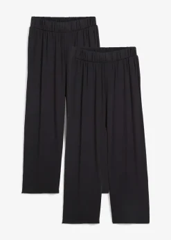 Femme bonprix Sweats|Pantalons|Lot de 2 pantalons 7/8 en jersey à taille haute