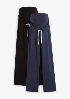 bonprix Lot de 2 pantalons de grossesse en matière sweat|Femme Femme Enceinte
