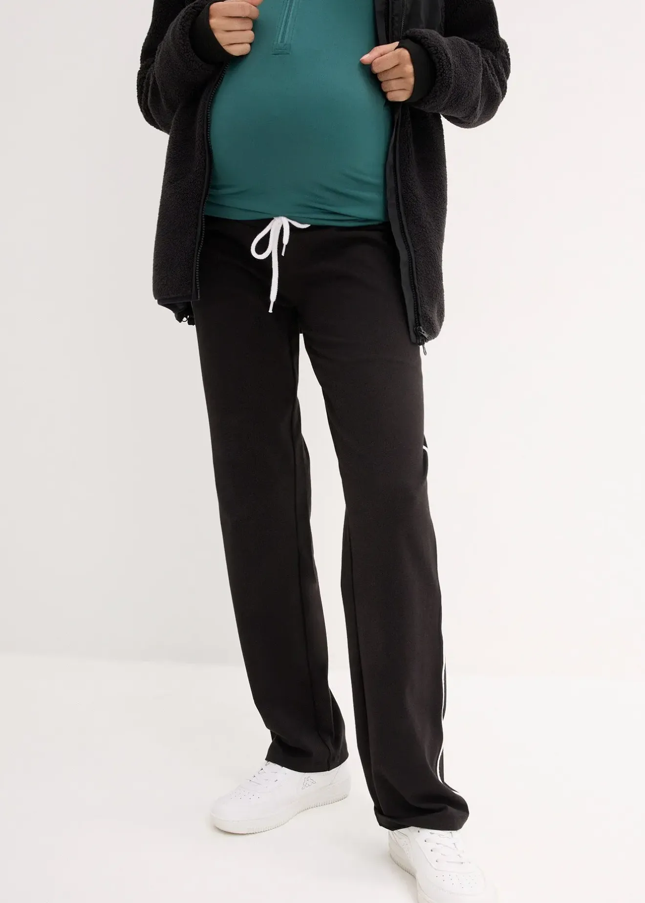 bonprix Lot de 2 pantalons de grossesse en matière sweat|Femme Femme Enceinte