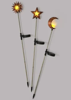 bonprix Lot de 3 piquets de jardin solaire Soleil, Lune, Étoile| Jardin & Balcon·Déco De Jardin & Éclairage|Déco De Jardin & Éclairage