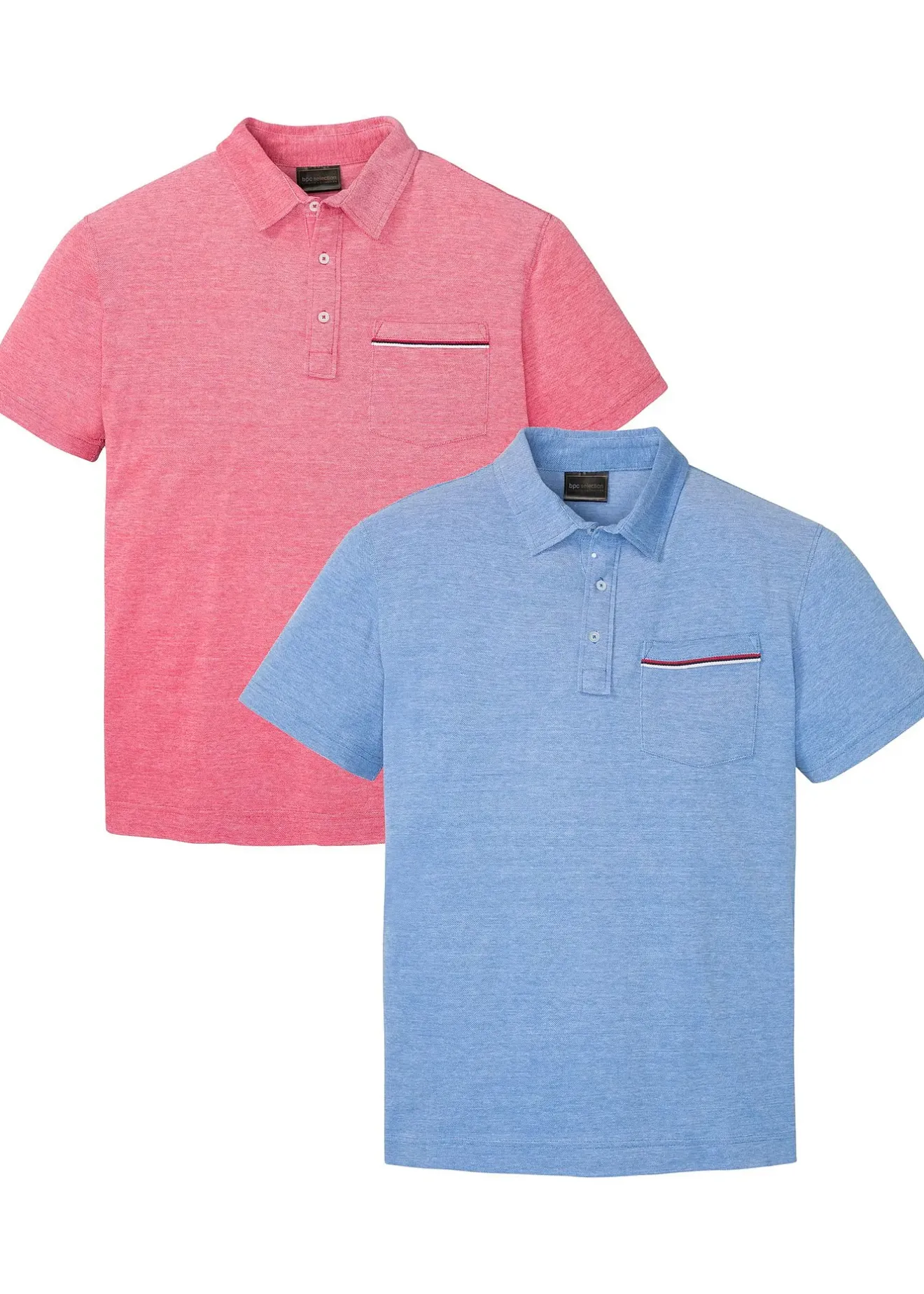 bonprix Lot de 2 polos en maille piquée, 100% coton|Homme T-Shirts & Polos
