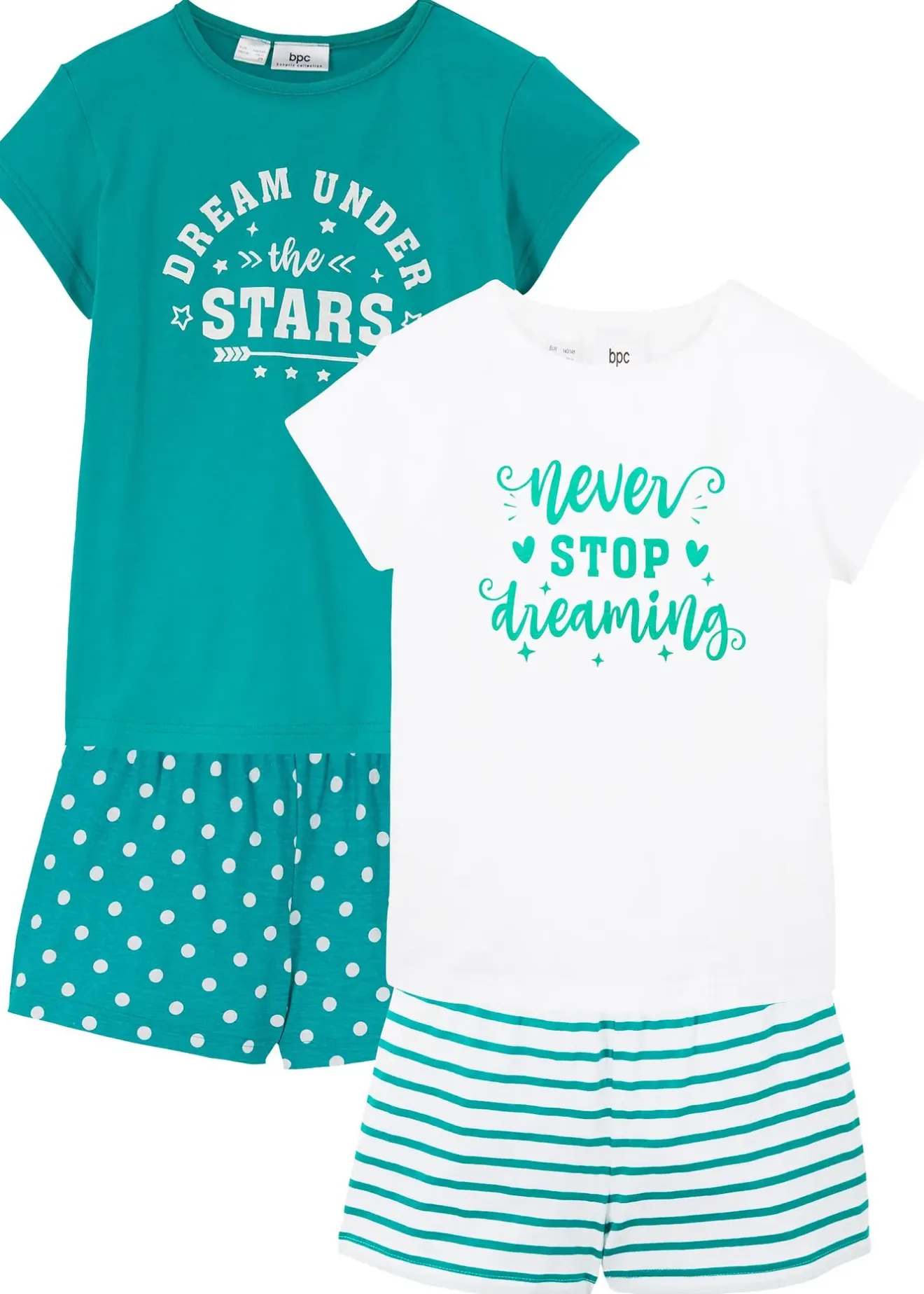 bonprix Lot de 2 pyjashorts 100% coton à manches courtes|Enfant Vêtements Enfant|Filles·Pyjamas & Chemises De Nuit