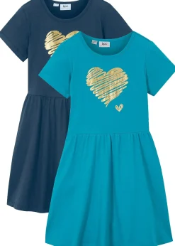 bonprix Lot de 2 robes en jersey 100% coton|Enfant Vêtements Enfant|Filles 9-16 Ans·Lot De 2 Articles Et Plus