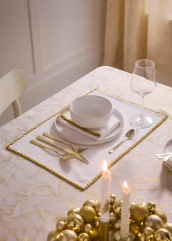 bonprix Lot de 2 sets de table en coton avec liseré doré| Arts De La Table|Linge De Table
