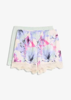 bonprix Lot de 2 shorts de pyjama en coton et viscose|Femme Lingerie Nuit