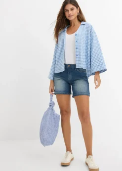 Femme bonprix Shorts|Jeans|Lot de 2 shorts en jean slim, taille mi-haute