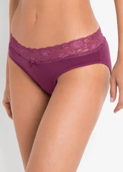 bonprix Lot de 5 slips à dentelle|Femme Lingerie Coton|Bas