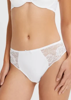 Femme bonprix Lingerie Coton|Bas|Lot de 4 slips à dentelle
