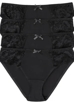 Femme bonprix Lingerie Coton|Bas|Lot de 4 slips à dentelle