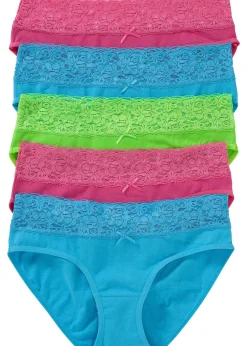 Femme bonprix Lingerie Coton|Bas|Lot de 5 slips à dentelle