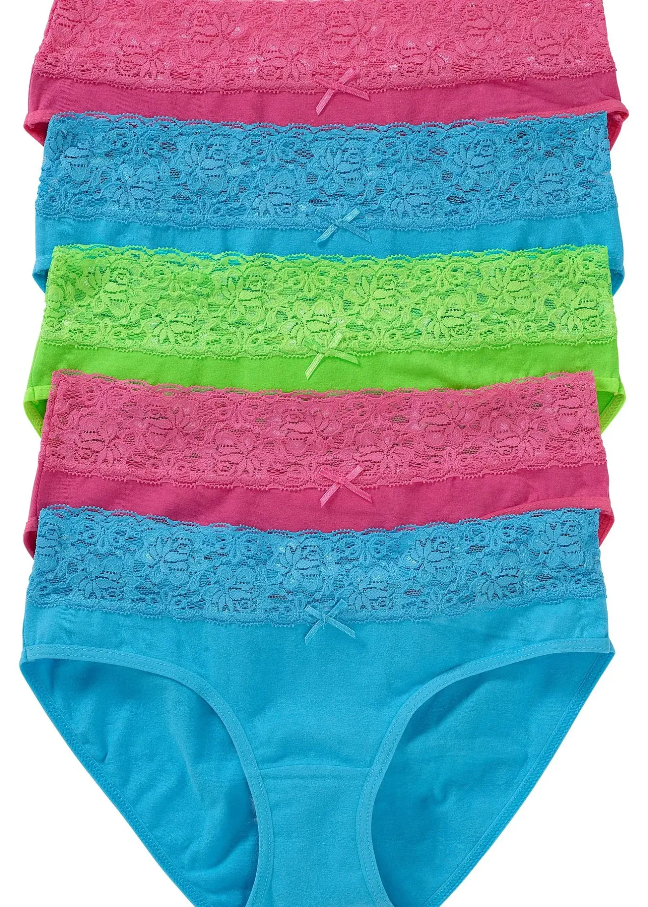 Femme bonprix Lingerie Coton|Bas|Lot de 5 slips à dentelle
