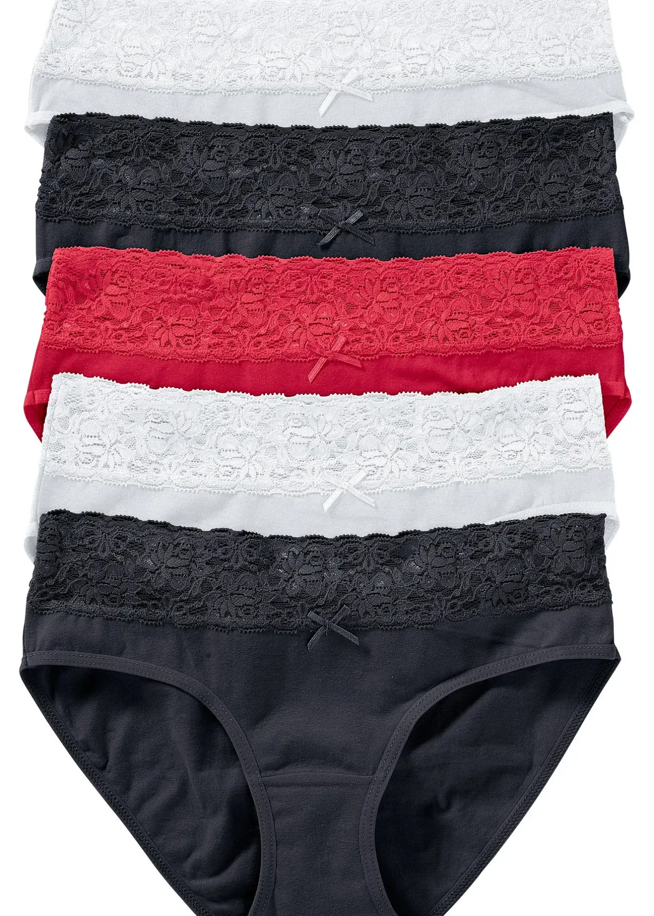 bonprix Lot de 5 slips à dentelle|Femme Lingerie Coton|Bas